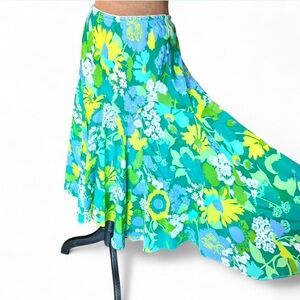 Vintage y2k bright floral maxi skirt